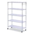 Alera Wire Shelving Unit, 18"D x 48"W x 72"H, 5 Shelves, Silver SW654818SR